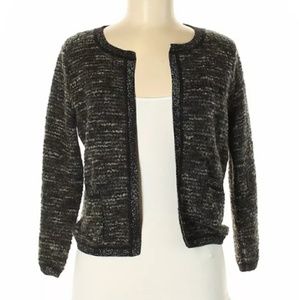 A.N.A. Black Shimmer Fabric Cropped Cardigan